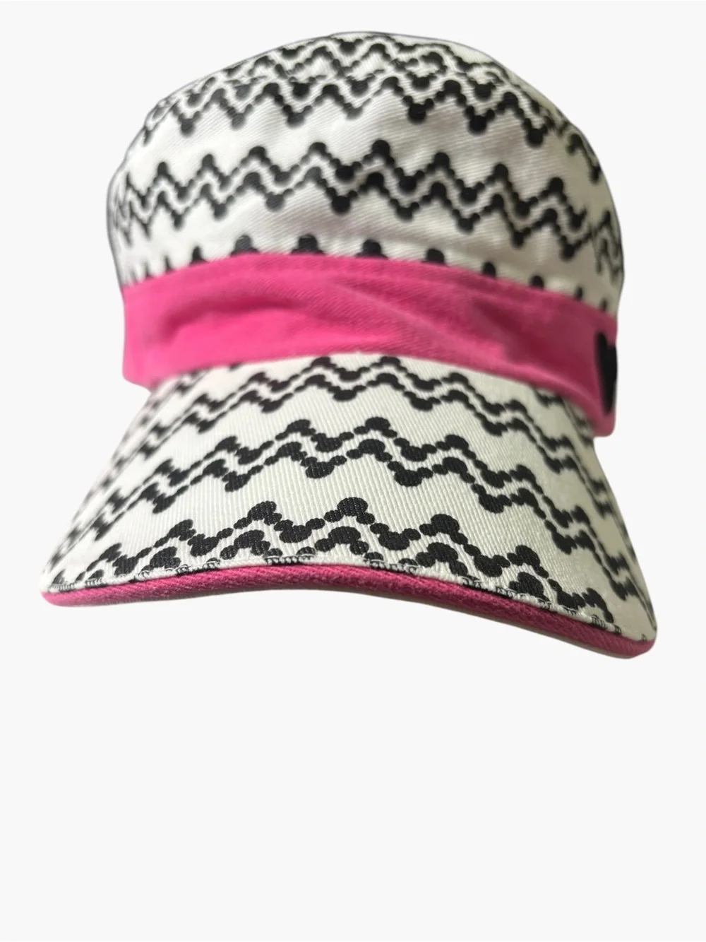 Disney Parks Mickey Mouse Chevron Pattern Cadet Cap Hat Pink Black Size Adult
